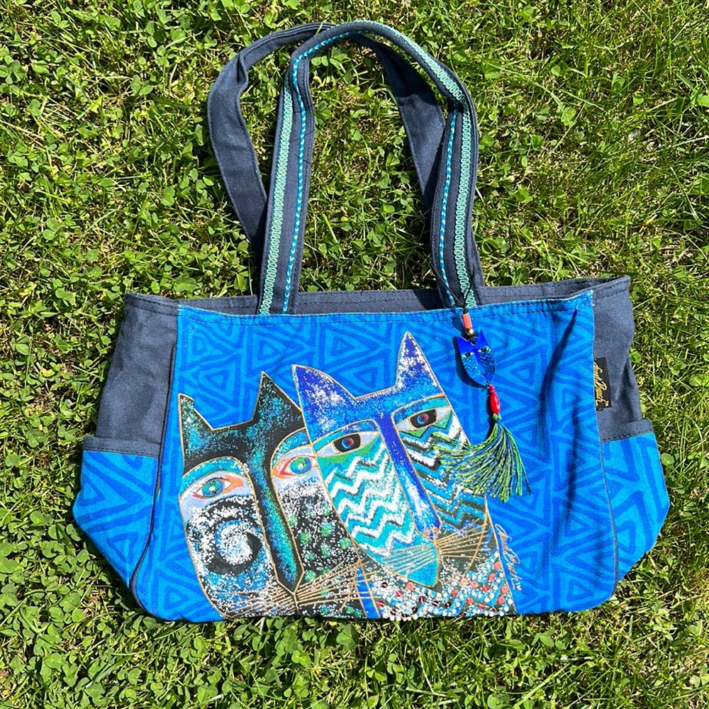 Laurel Burch Blue Cats Medium Tote New without tags